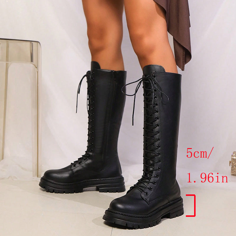 Women's Lace-Up Platform Knee High Boots