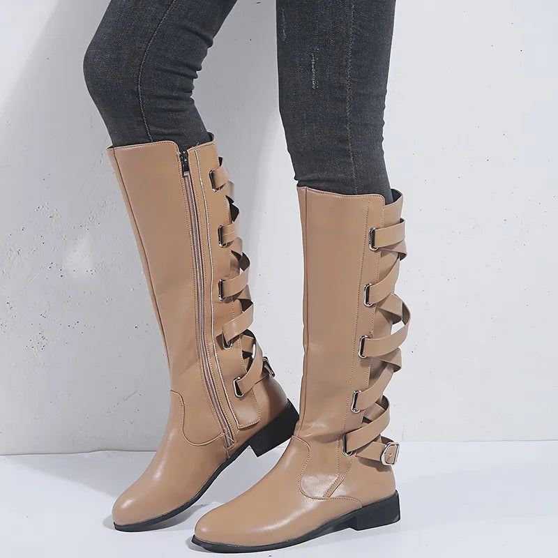 Women's Buckle Knee High Riding Boots