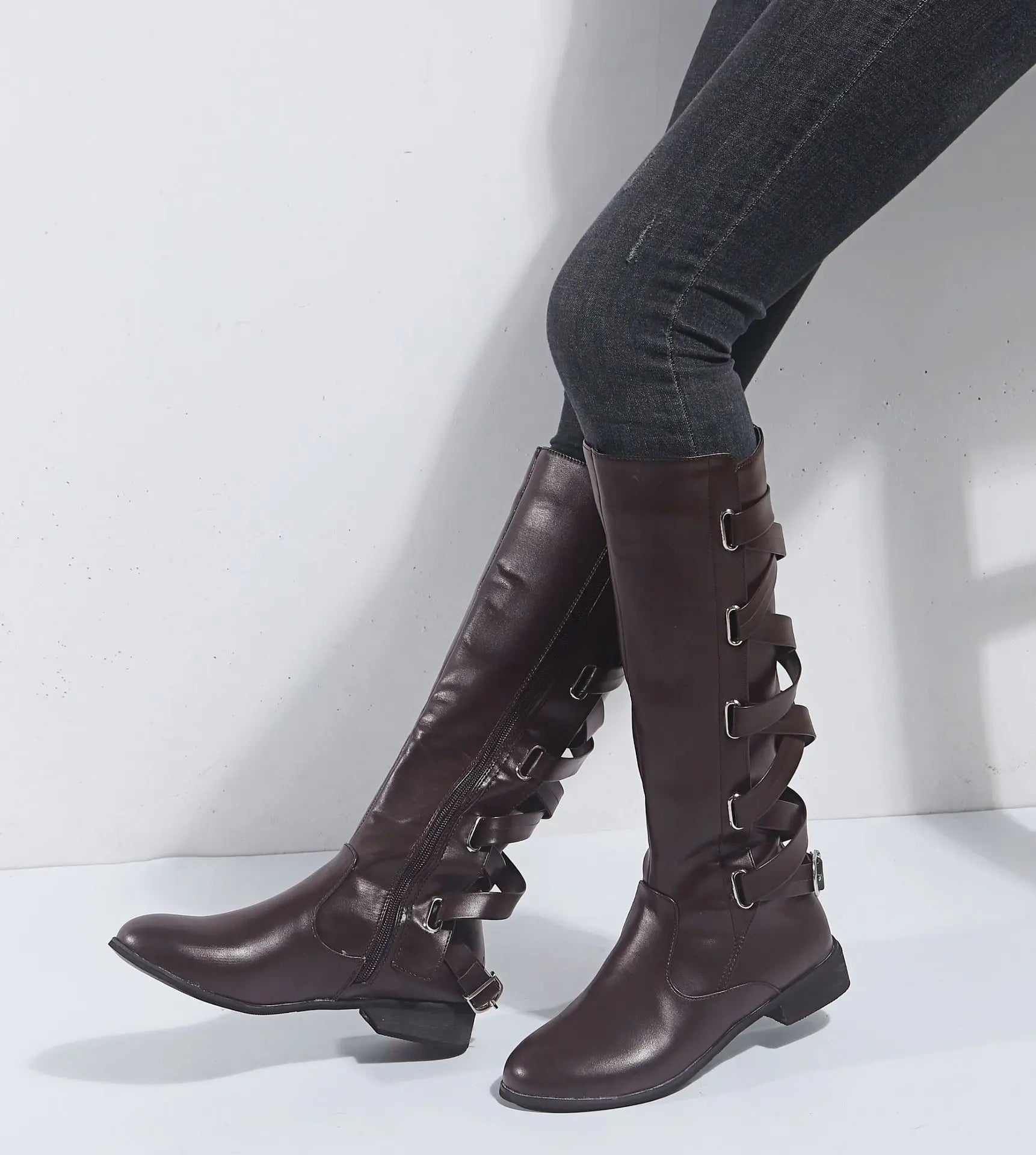 Women's Buckle Knee High Riding Boots