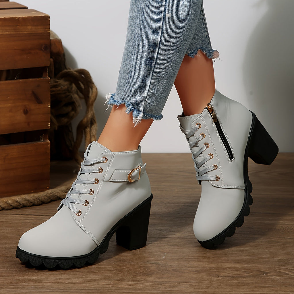Women's Lace-Up Block Heel Ankle Boots