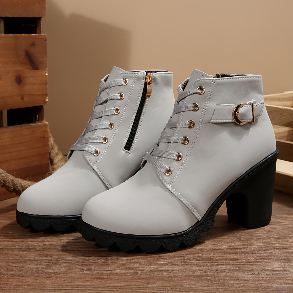 Women's Lace-Up Block Heel Ankle Boots