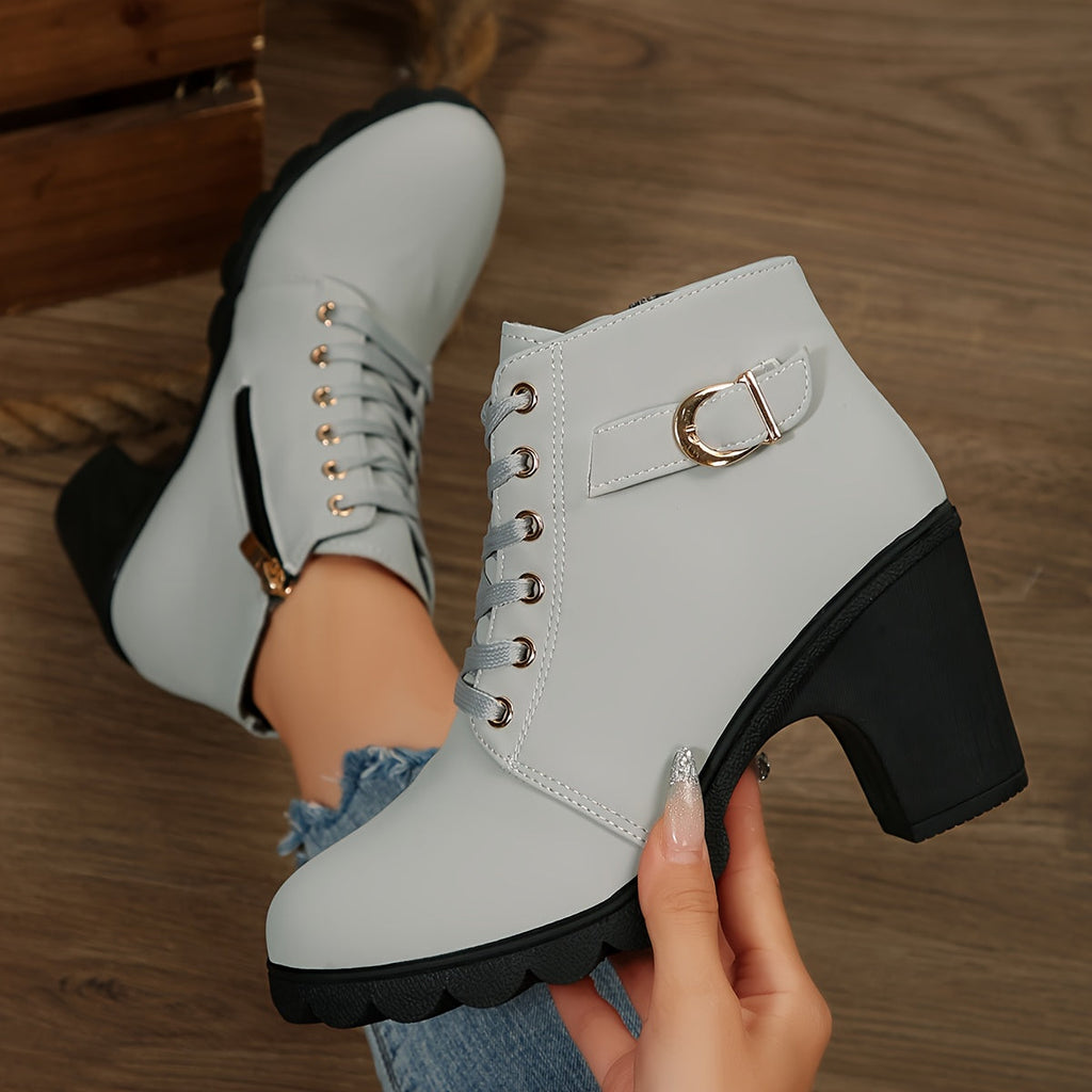 Women's Lace-Up Block Heel Ankle Boots