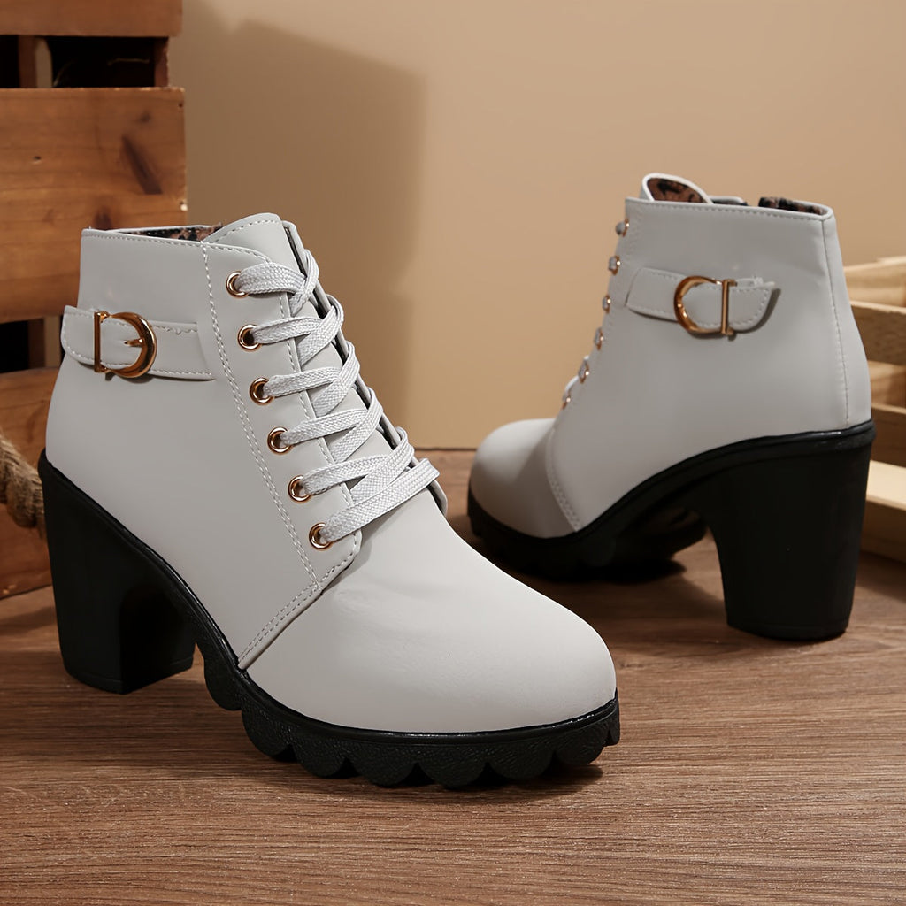 Women's Lace-Up Block Heel Ankle Boots