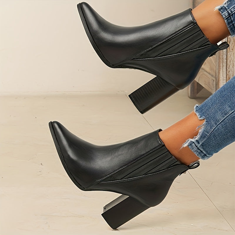 Women's Square Heel Pointed Toe Ankle Boots