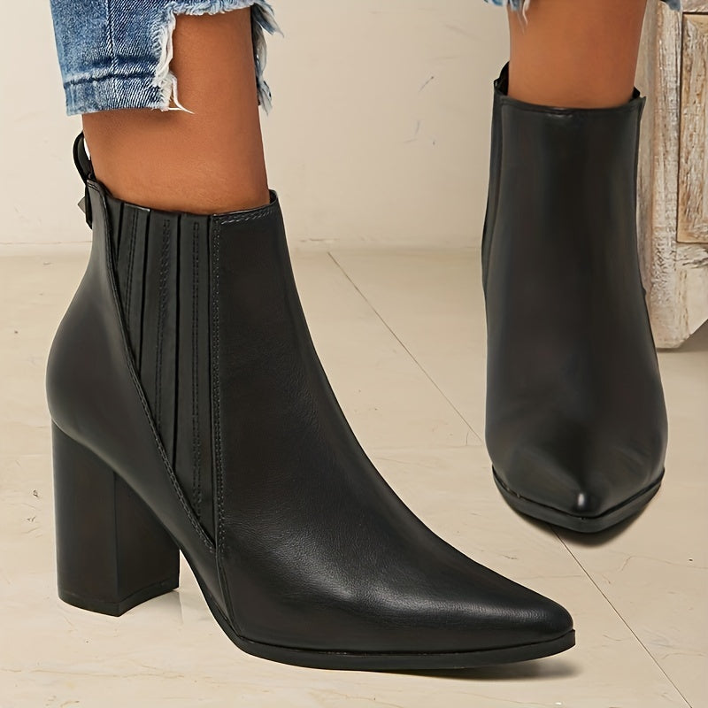 Women's Square Heel Pointed Toe Ankle Boots