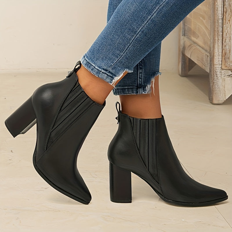 Women's Square Heel Pointed Toe Ankle Boots