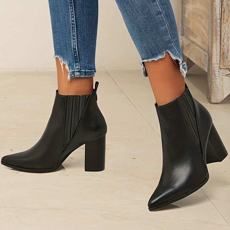 Women's Square Heel Pointed Toe Ankle Boots