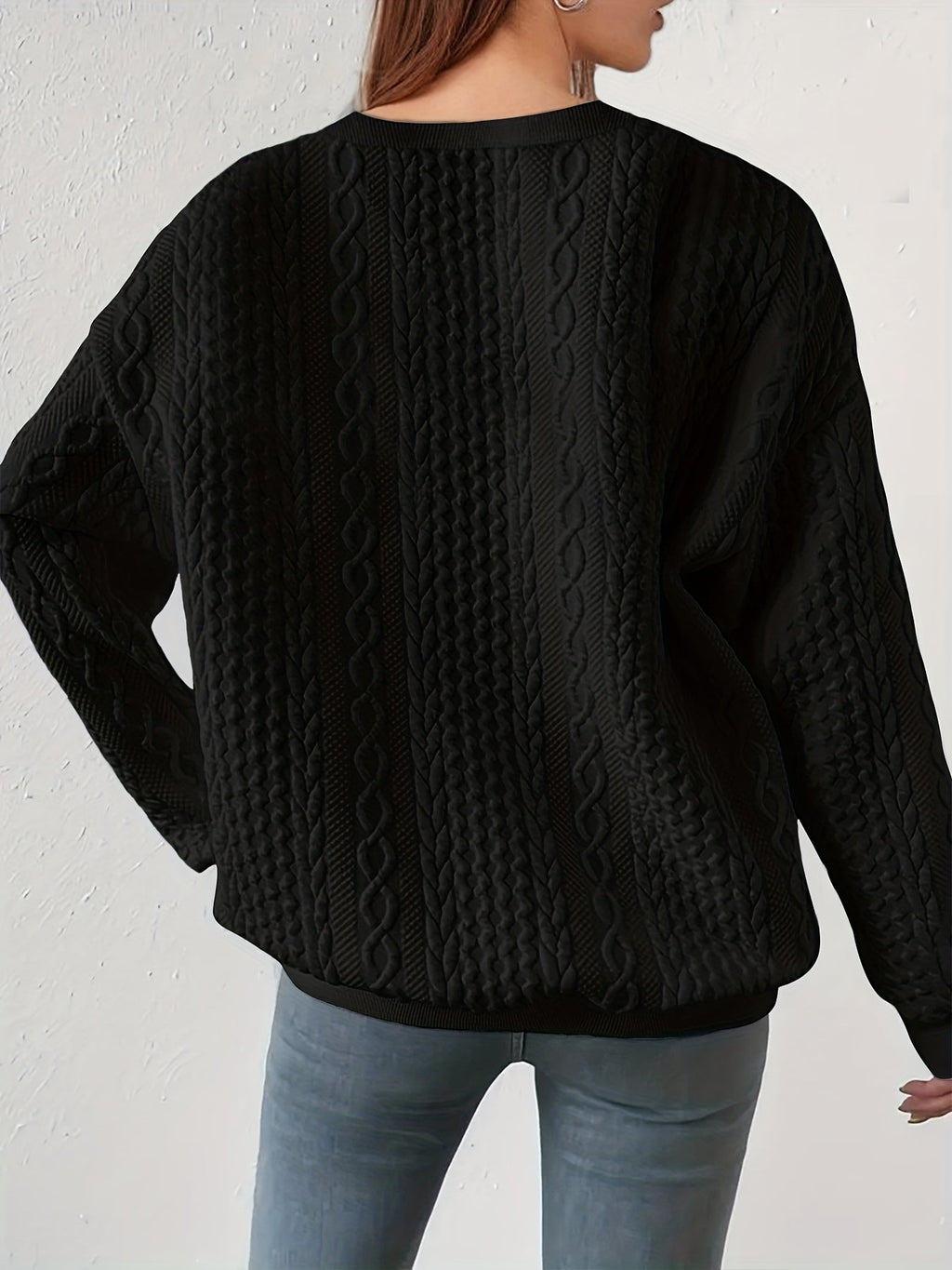 Women's Cable-Knit Crewneck Sweatshirt
