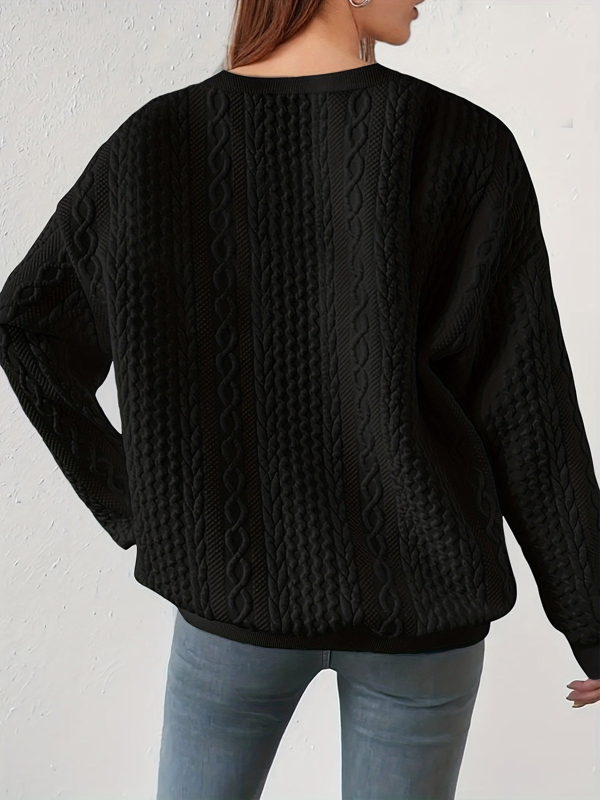 Women's Cable-Knit Crewneck Sweatshirt
