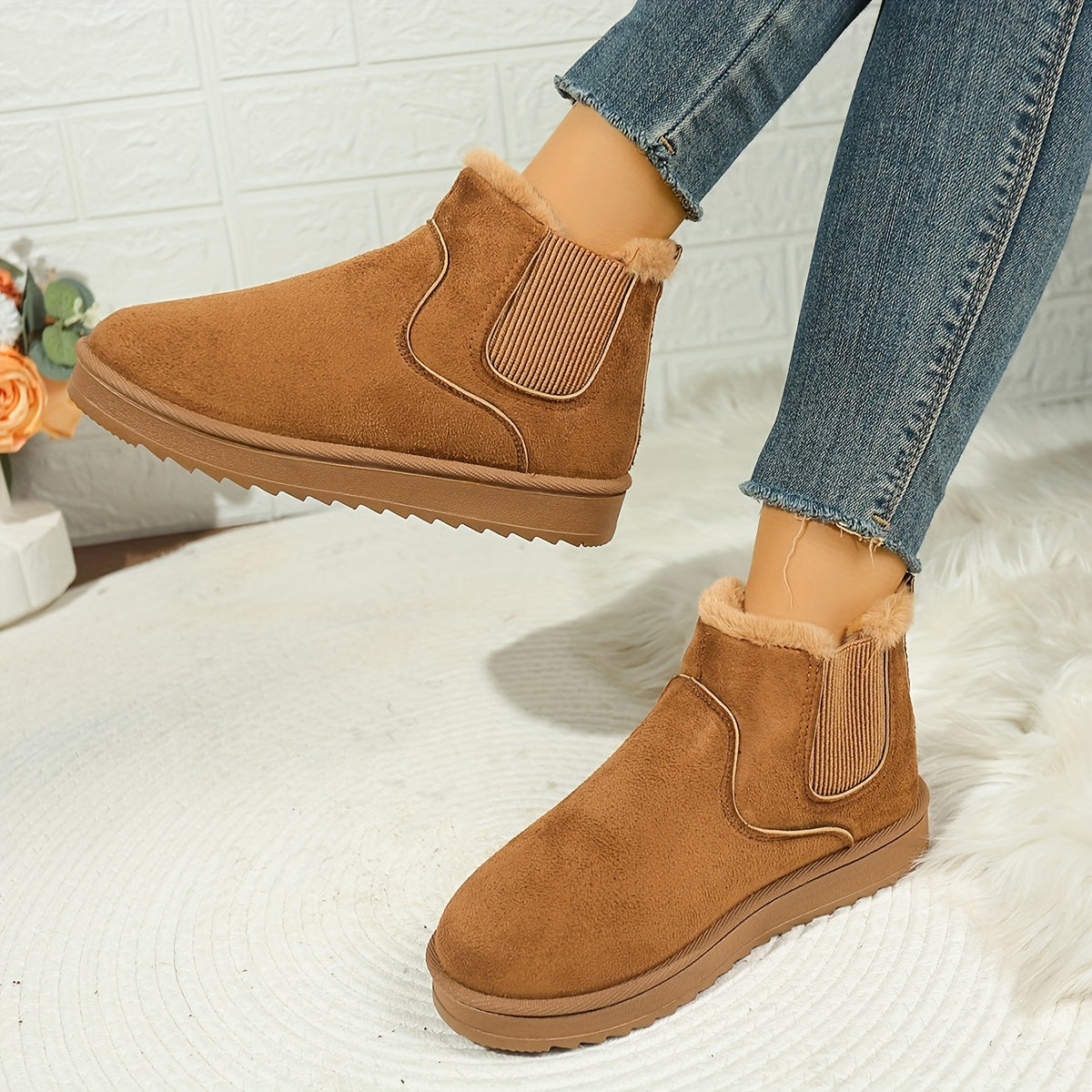 Women's Plush Platform Ankle Boots