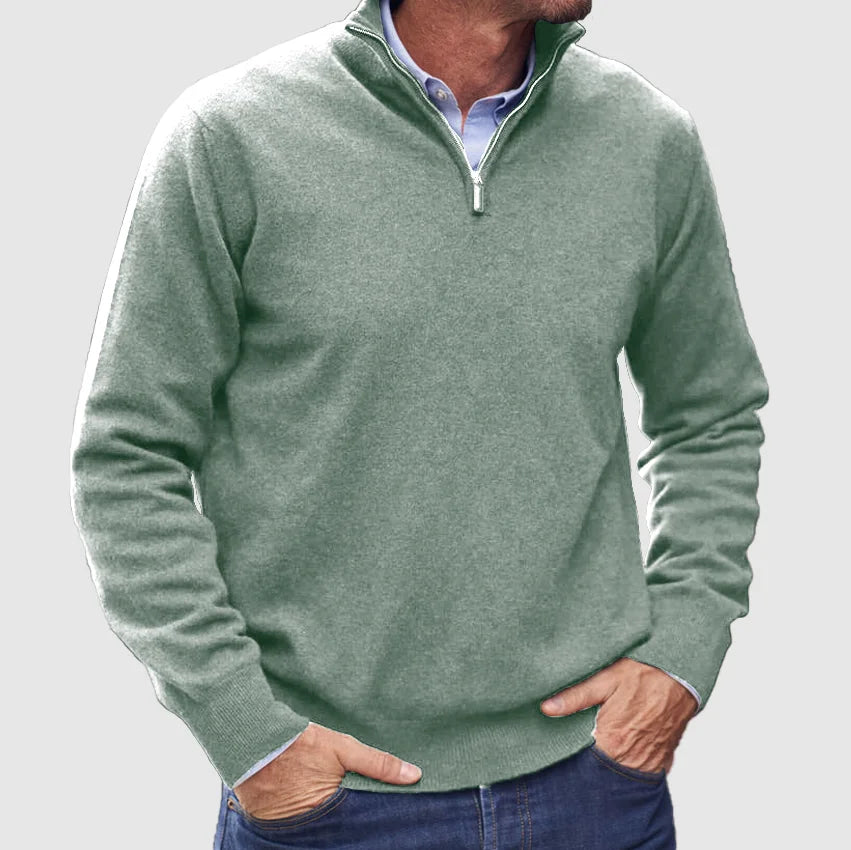 Men's Quarter-Zip Sweater - Green