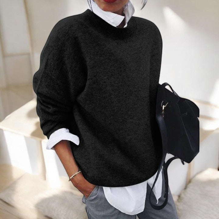Women's Soft Knit Relaxed Everyday Sweater - Black