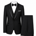 Men's Slim Fit Three Piece Tuxedo Shawl Collar Weddings - Black