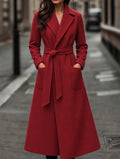Women’s Belted Wool Trench Coat - Red