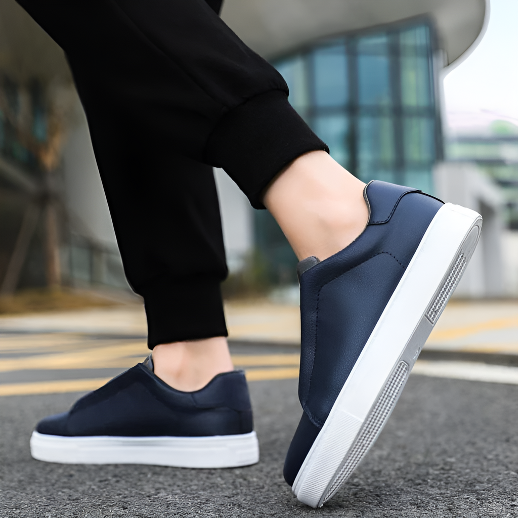Men's Leather Elastic Lace Sneakers