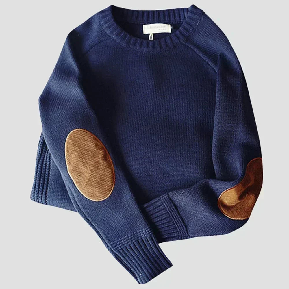 Men's Crew-Neck Jumper with Elbow Patches