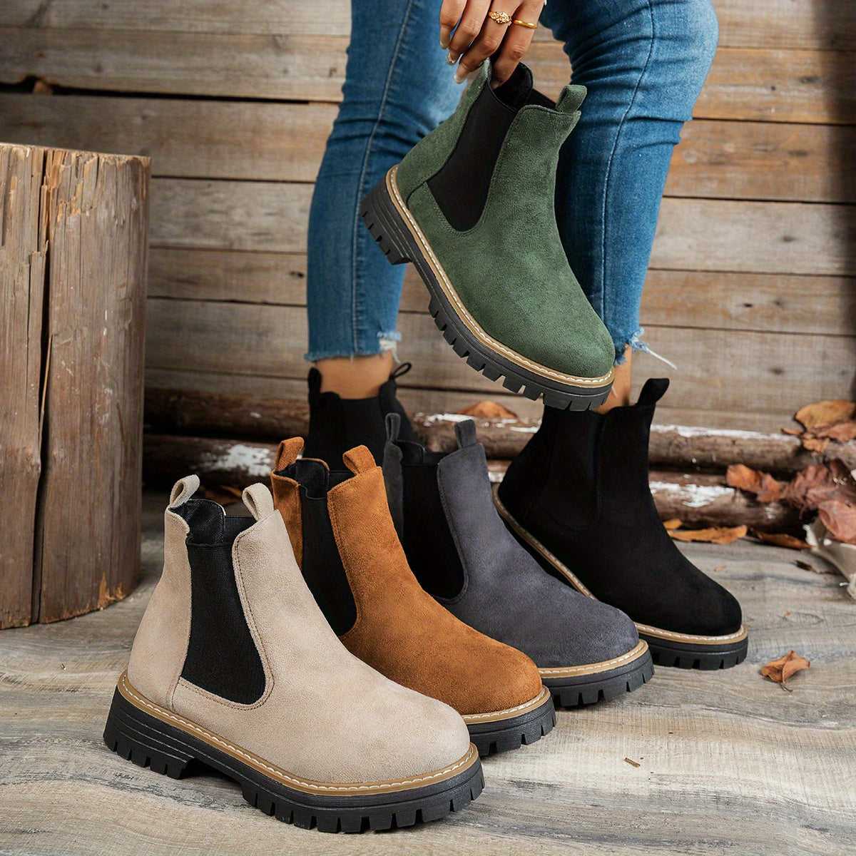 Women's Lug Sole Chelsea Platform Ankle Boots