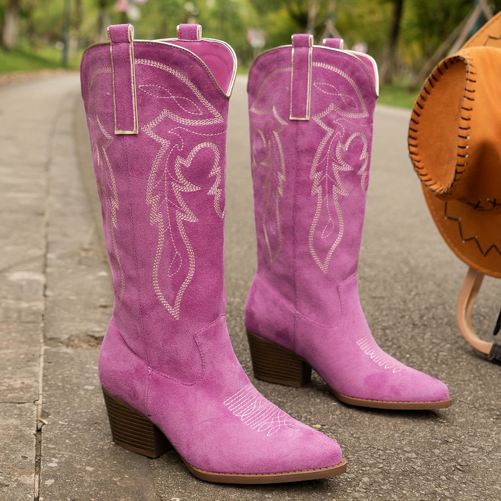 Women's Pink Wide Calf Western Cowboy Boots