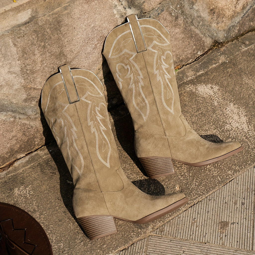 Women's Pink Wide Calf Western Cowboy Boots