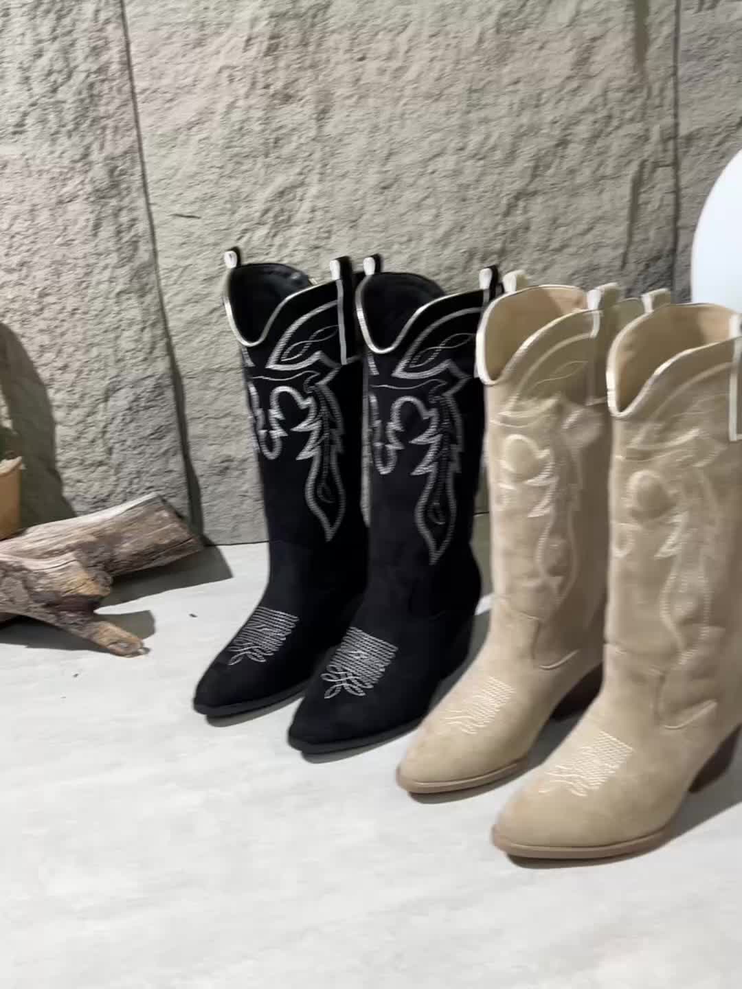 Women's Pink Wide Calf Western Cowboy Boots
