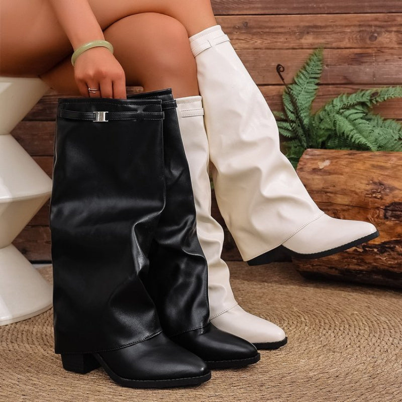 Women's Pointed Toe Knee-High Slouch Boots