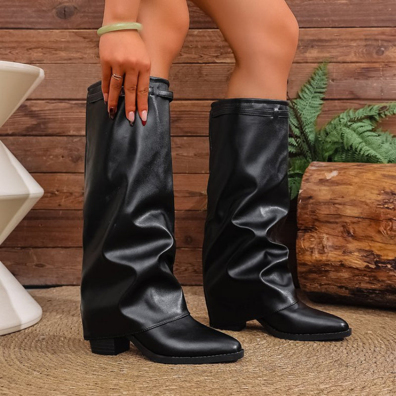Women's Pointed Toe Knee-High Slouch Boots