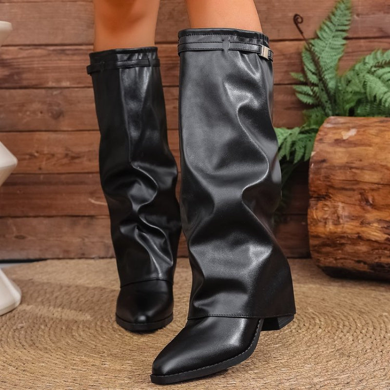 Women's Pointed Toe Knee-High Slouch Boots