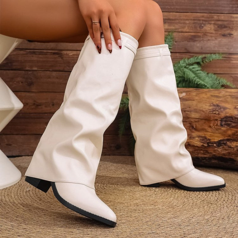 Women's Pointed Toe Knee-High Slouch Boots