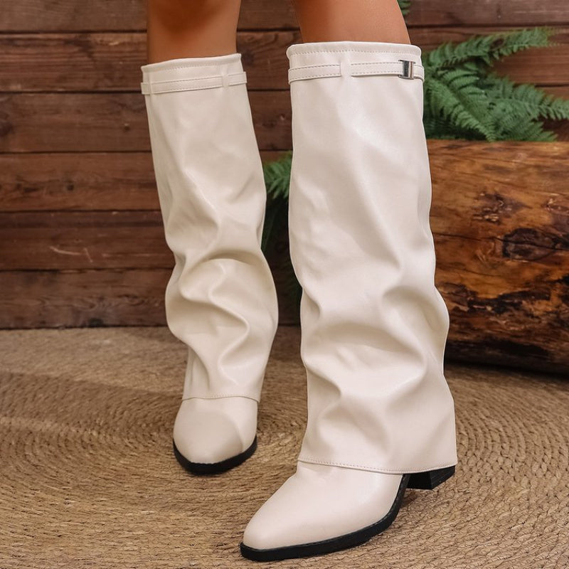 Women's Pointed Toe Knee-High Slouch Boots