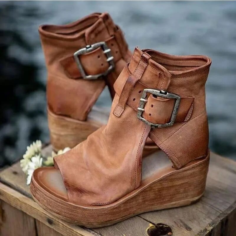 Women's Open Toe Wedge Ankle Boots