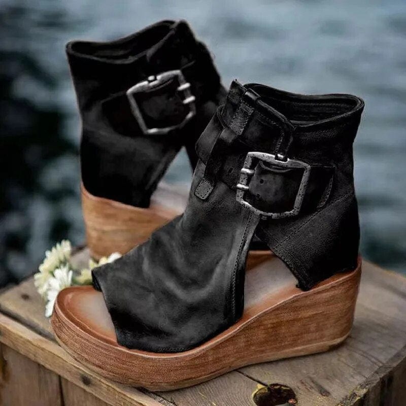 Women's Open Toe Wedge Ankle Boots
