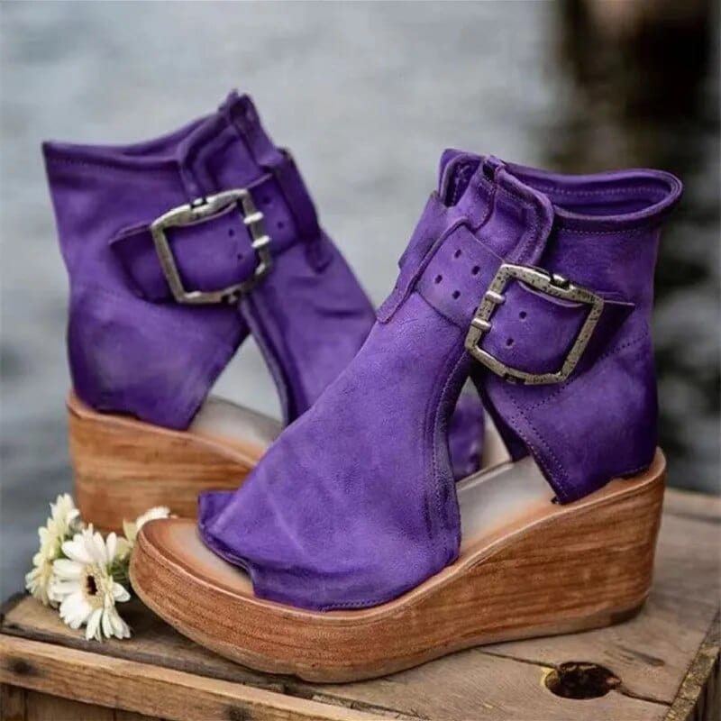 Women's Open Toe Wedge Ankle Boots