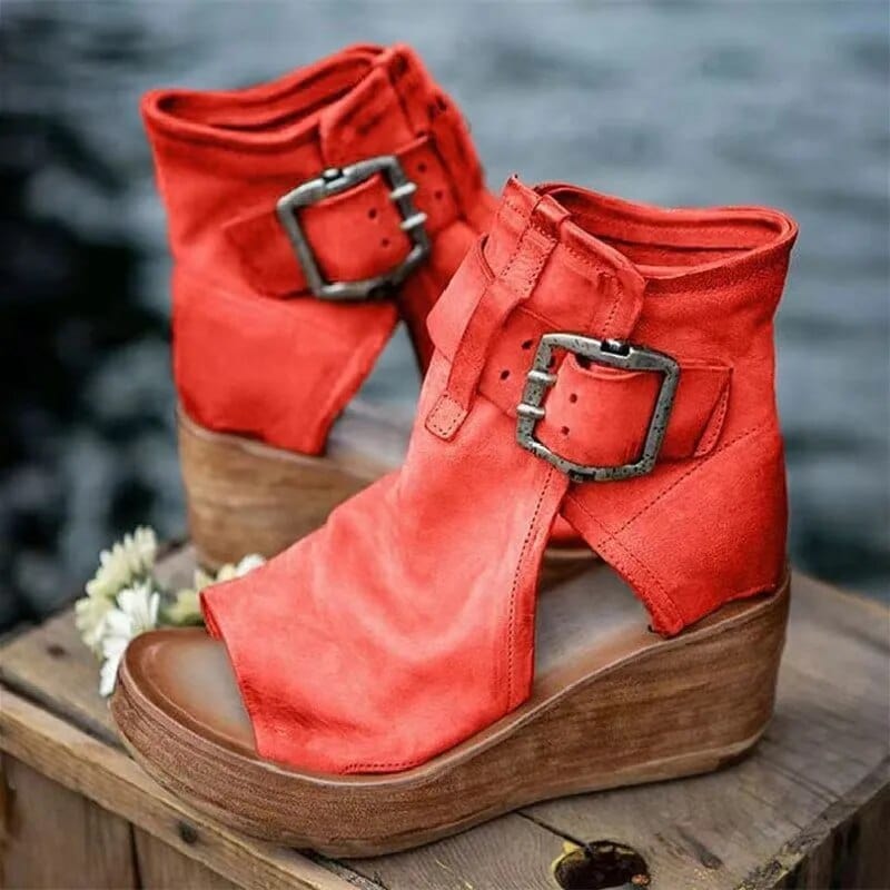 Women's Open Toe Wedge Ankle Boots
