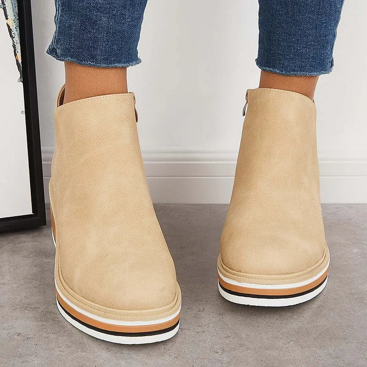 Women's Sleek Platform Side-Zip Ankle Boots
