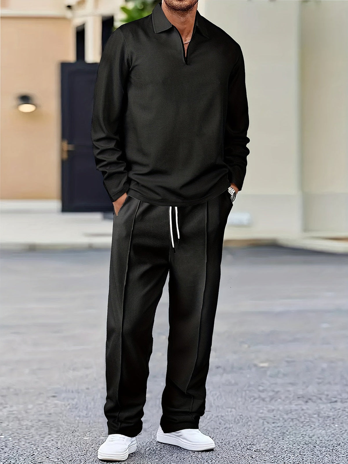 Men's Relaxed Textured Two-Piece Set