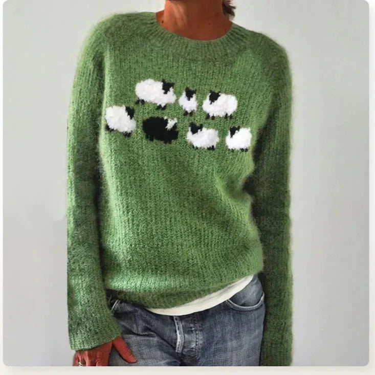 Women’s Striped Crew Neck Ribbed Sweater