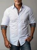 Men's Tailored Button-Up Shirt with Contrast Collar and Cuffs - White