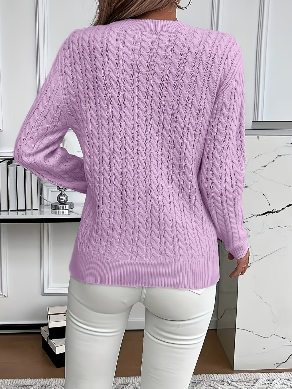Women's Cable-Knit Relaxed Fit Sweater