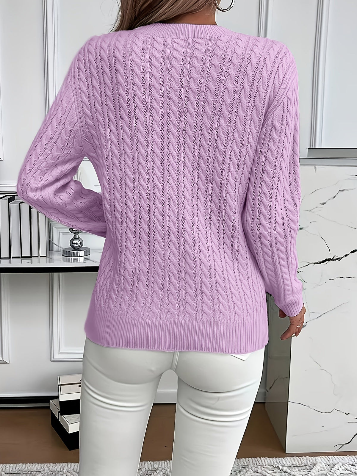 Women's Cable-Knit Relaxed Fit Sweater