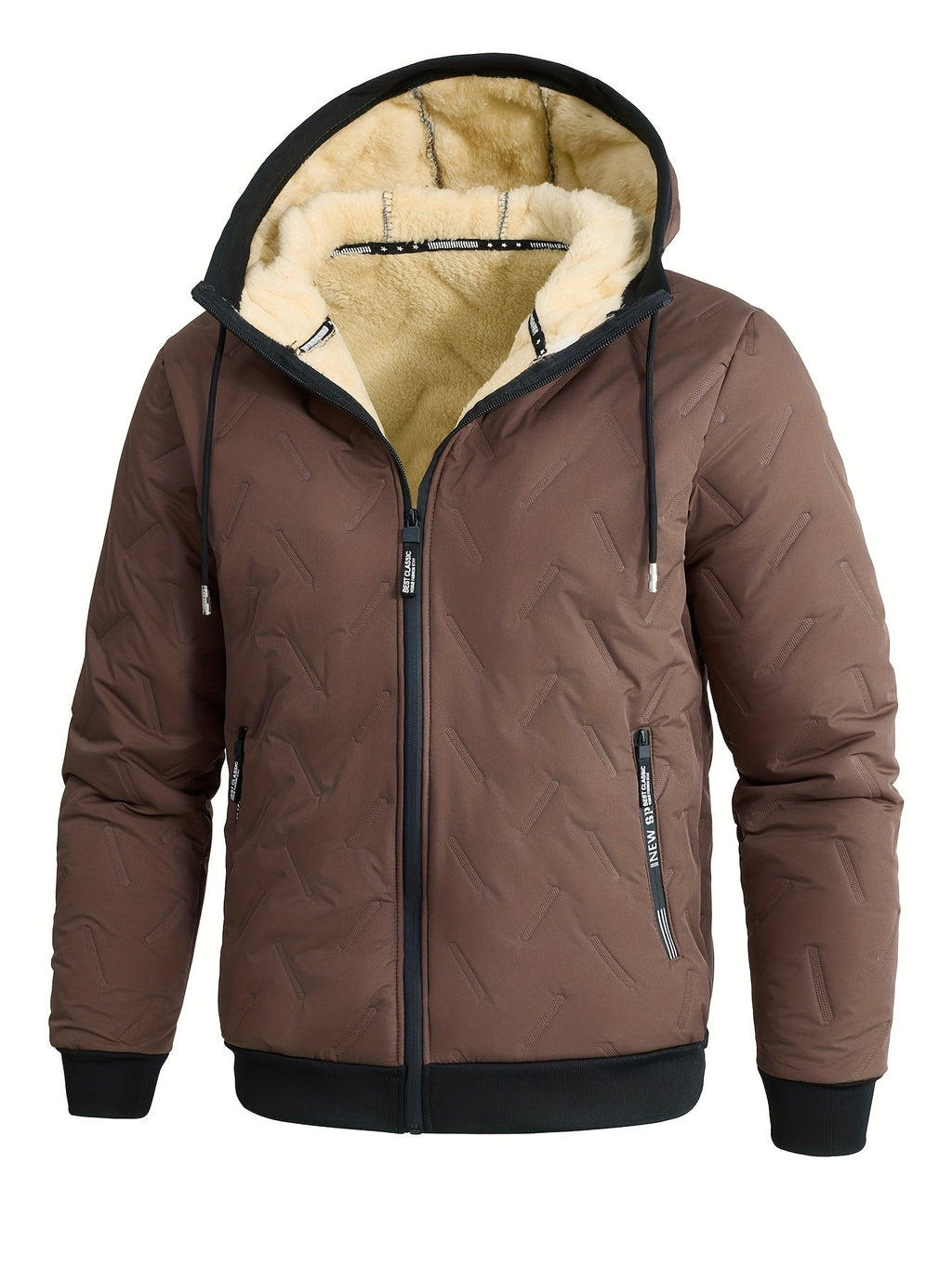 Men's Plush-Lined Hooded Full-Zip Winter Jacket