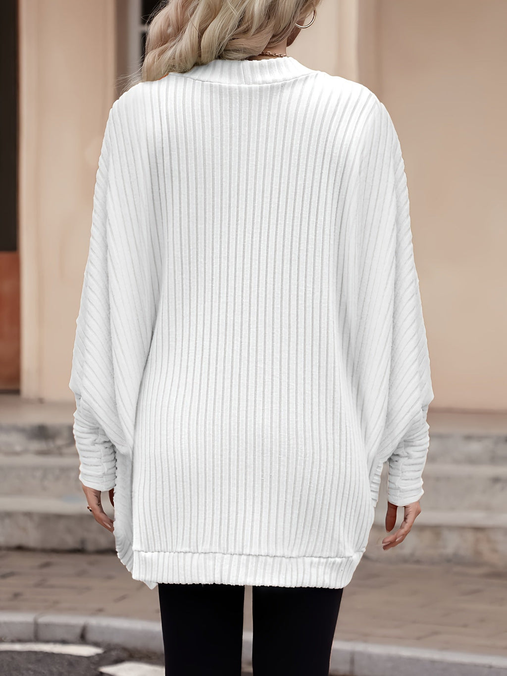 Women's Draped Open-Front Ribbed Cardigan