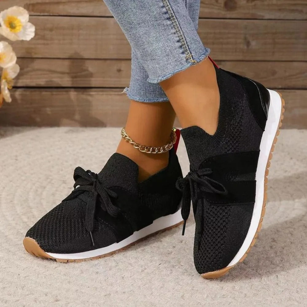 Women's Orthopedic Slip-On Sneakers with Lace Detail