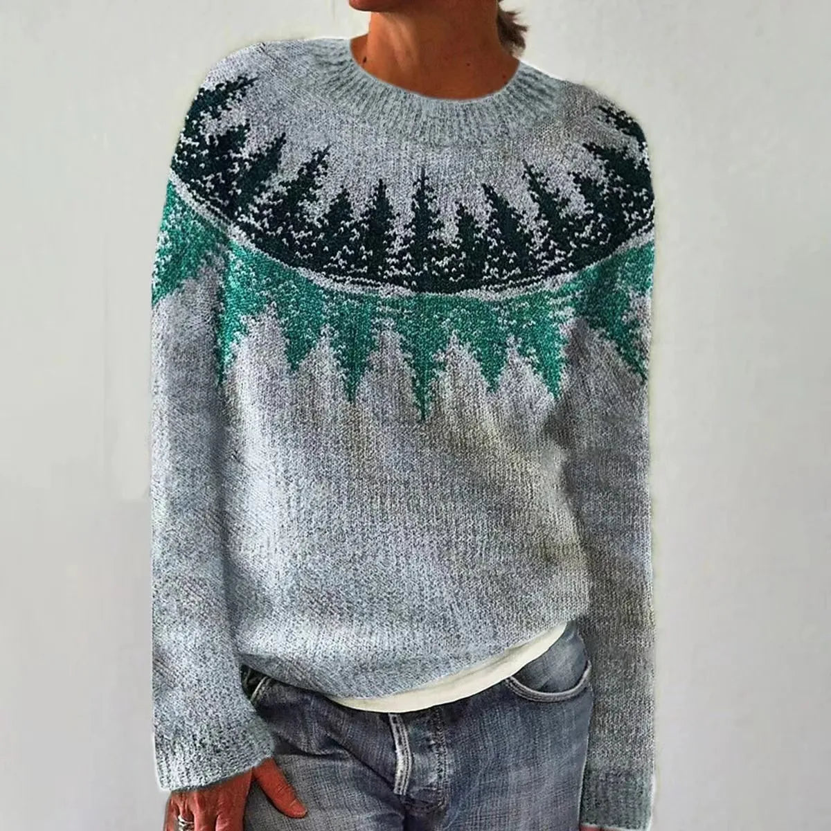 Women’s Striped Crew Neck Ribbed Sweater