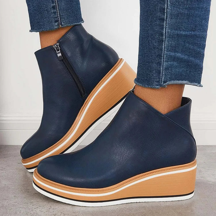 Women's Sleek Platform Side-Zip Ankle Boots