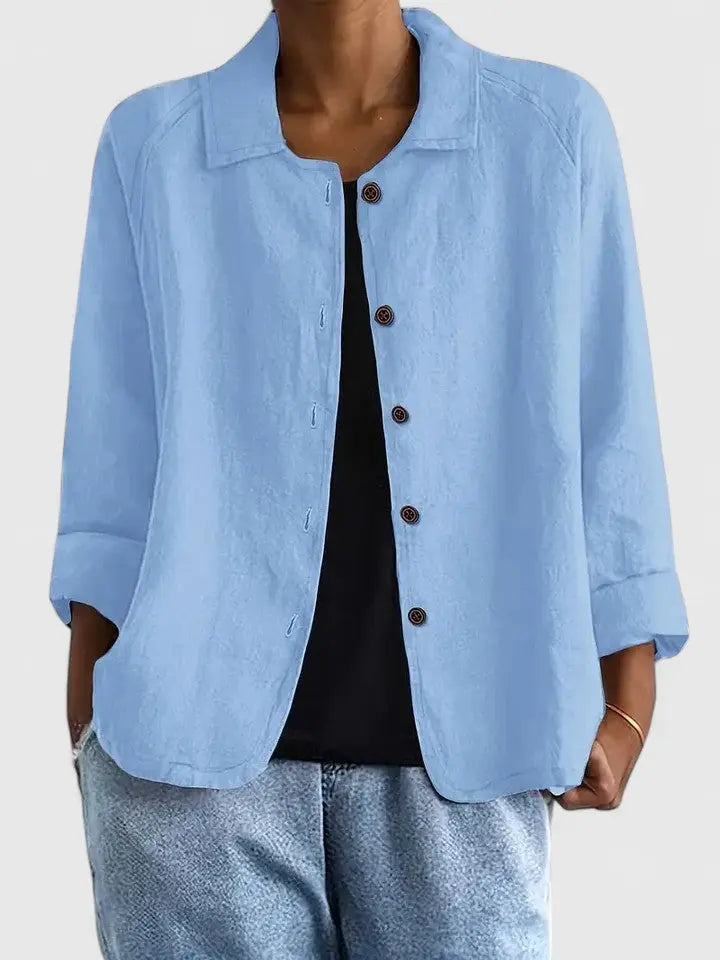 Women's Button-Down Cotton Shirt Jacket
