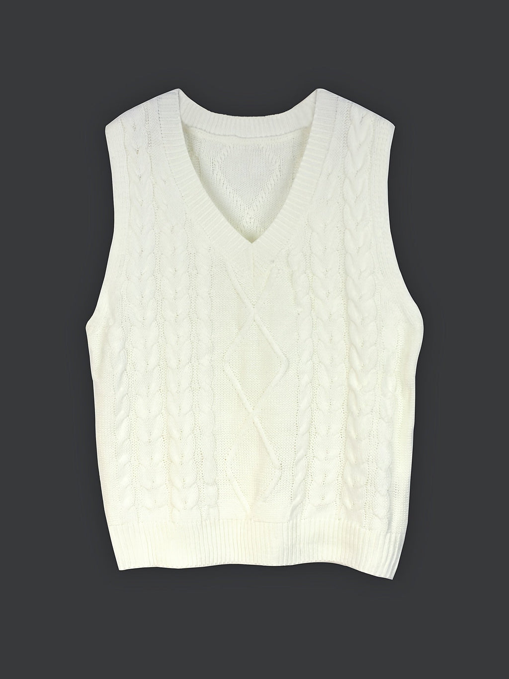 Women's Cable-Knit V-Neck Sweater Vest