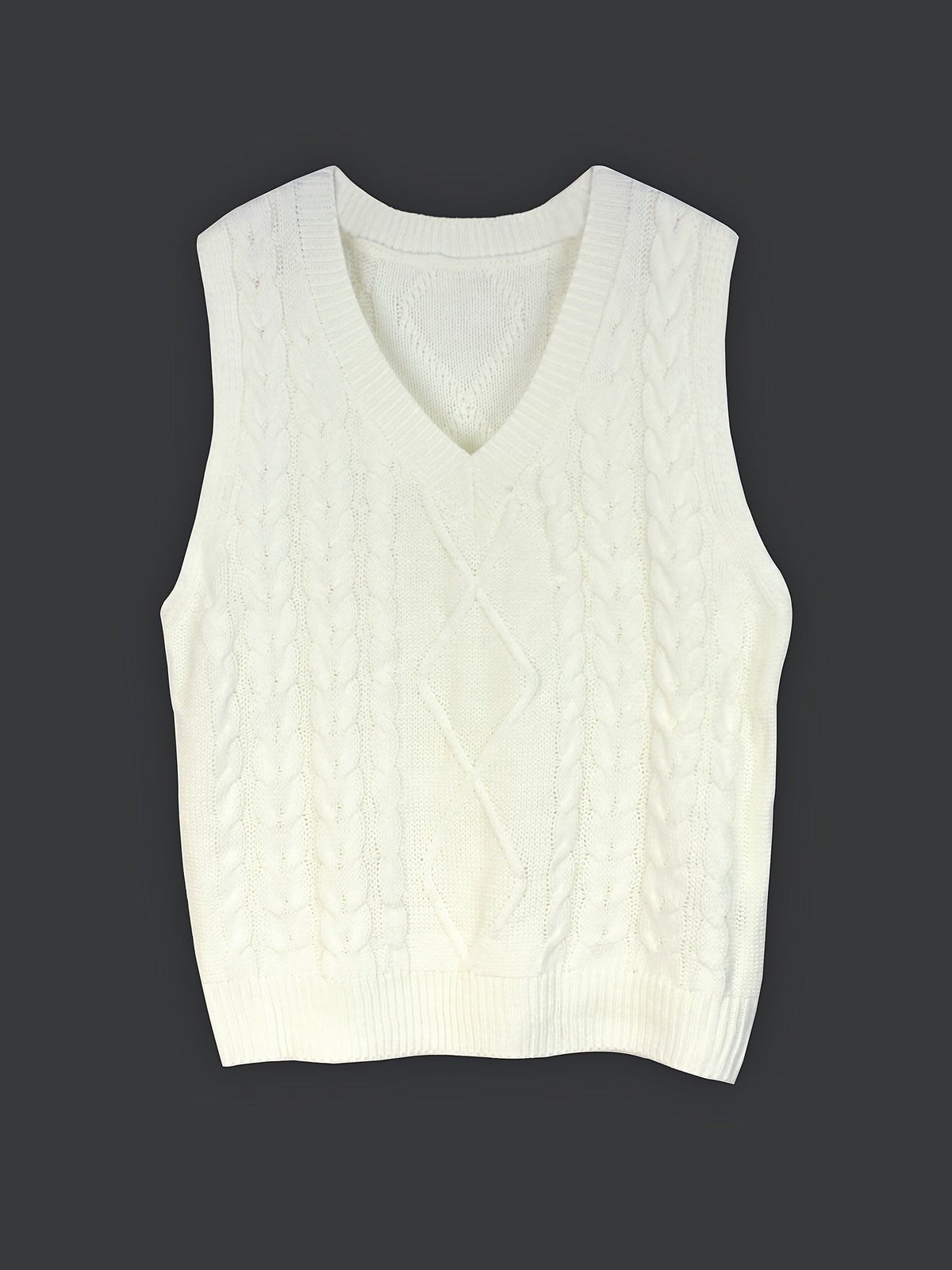 Women's Cable-Knit V-Neck Sweater Vest