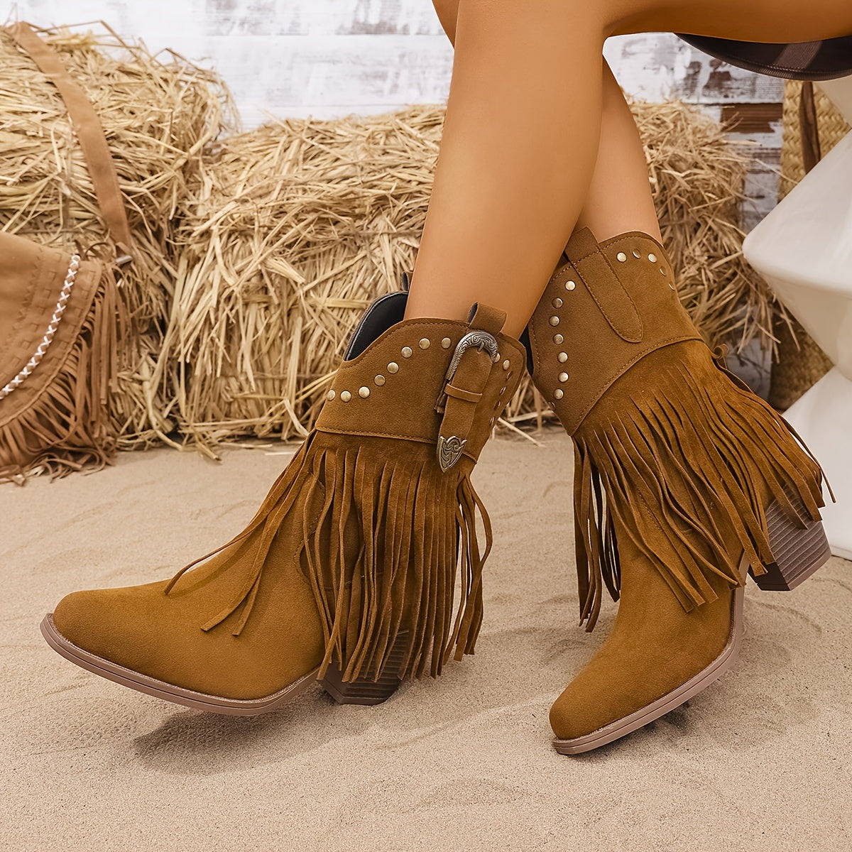 Women's Wide Calf Western Fringe Boots