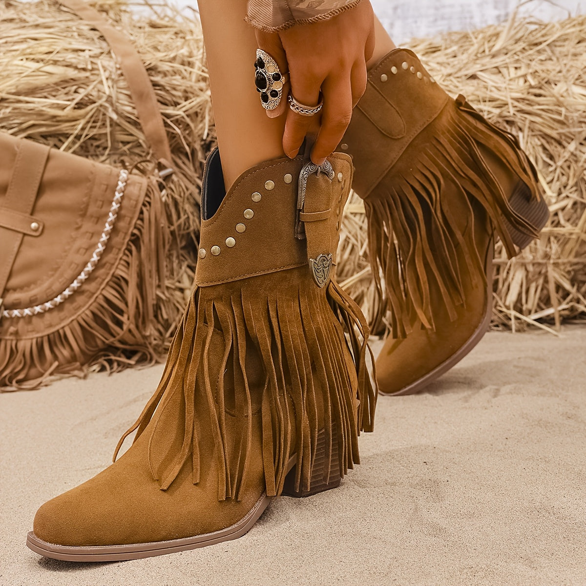 Women's Wide Calf Western Fringe Boots