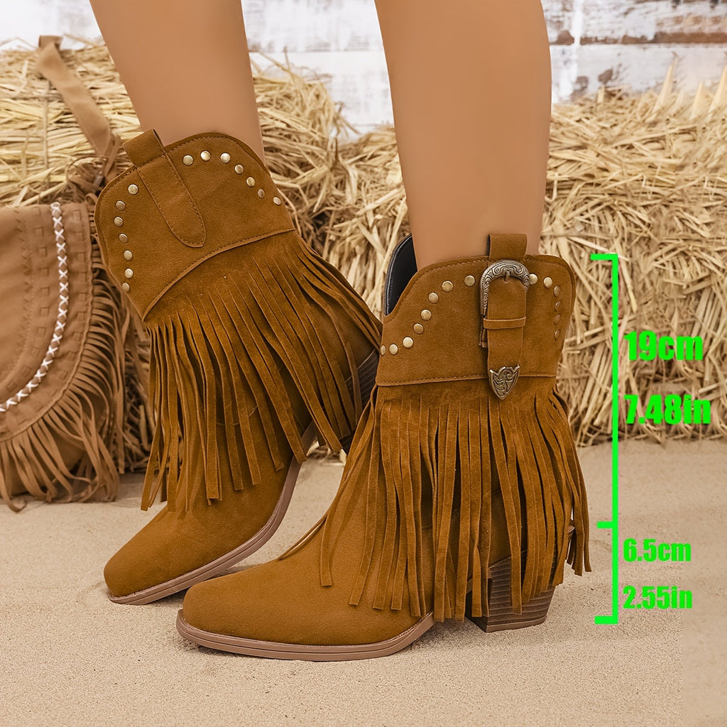 Women's Wide Calf Western Fringe Boots